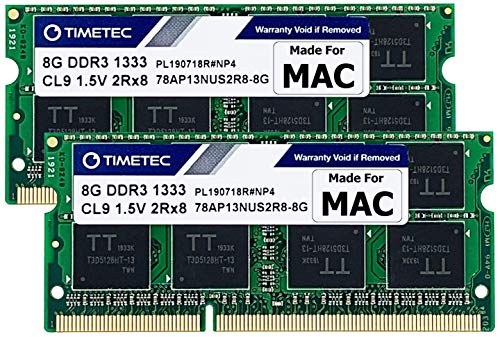 Timetec 16GB Kit (2x8GB) Compatibile con Apple DDR3 1333MHz PC3-10600 CL9 per Mac Book PRO (Inizio fine 2011), iMac (metà 2010, metà fine 2011), Mac Mini (metà 2011) Aggiornamento Livello RAM Mac