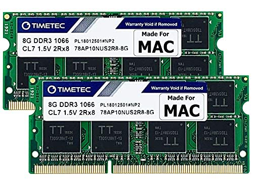Timetec 16GB KIT (2x8GB) Compatibile con Apple DDR3 1067MHz 1066MHz PC3-8500 RAM per Mac Book (metà 2010 13  ), Mac Book Pro (metà 2010 13  ), iMac (fine 2009 27  ), Mac Mini (metà 2010) RAM MAC