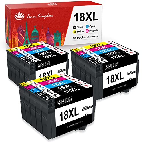 Toner Kingdom 18XL Cartucce d inchiostro per Epson 18 XL 18XL Compatibile con Epson Expression Home XP-212 XP-322 XP-102 XP-422 XP-225 XP-412 XP-425 XP-312 XP-325 (6 Nero 3 Ciano 3 Magenta 3 Giallo)