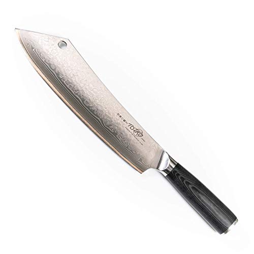 Totiko Japan Knives, Coltello da Cucina Giapponese Professionale Ideale per Carne, Barbecue, SCIMITARRA Special Damascato Musashi Lama 24 CM - 10 inch