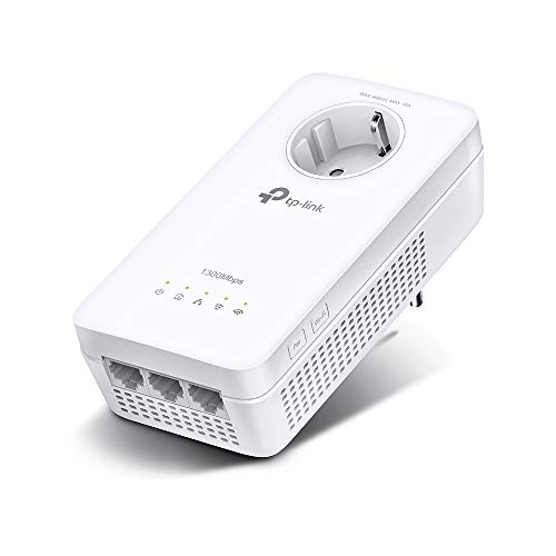 TP-Link TL-WPA8631P Powerline Extender AV1300 + Wi-Fi AC1200 con presa passante Schuko, 3 porta Gigabit, Plug and Play