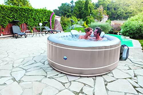 Vasca idromassaggio gonfiabile, con certificazione TÜV, per 4 persone, piscina autogonfiante e riscaldata, per esterni e interni (SANTORINI, Ø 175 x 70 cm)