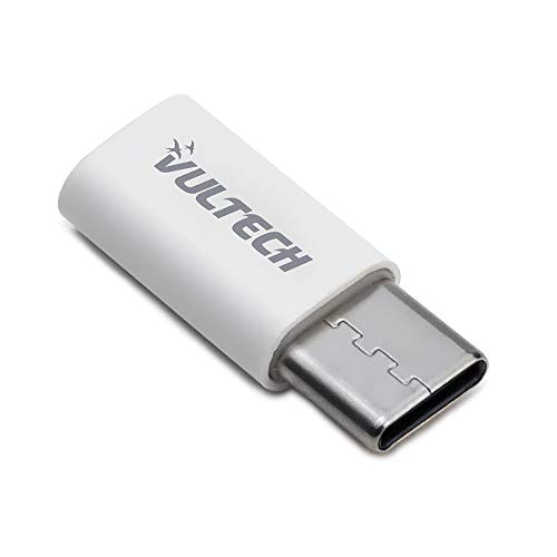 Vultech Adattatore Micro-Usb To Type C ADP-01P per trasmissione dati per MacBook Pro, Samsung e Huawei, Bianco