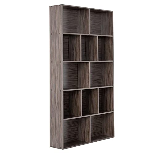 WeHome - Libreria in legno 4 ripiani rovere scuro 180x100x24 cm (No...