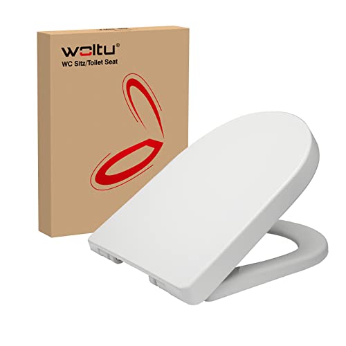WOLTU Copriwater Sedile WC Universale Coperchio con Chiusura Ammortizzata Soft Close Toilet Seat Bagno in Plastica Antibatterico Bianco WS2544