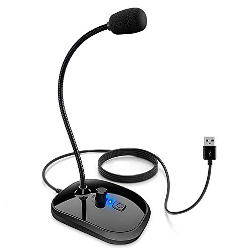 XIAOKOA Microfono PC,Microfono Omnidirezionale USB,Con Interruttore di Regolazione del Volume e Jack per Cuffie da 3,5 mm,per PS4 Gaming Video Registrazione Youtube Podcast Conferenza