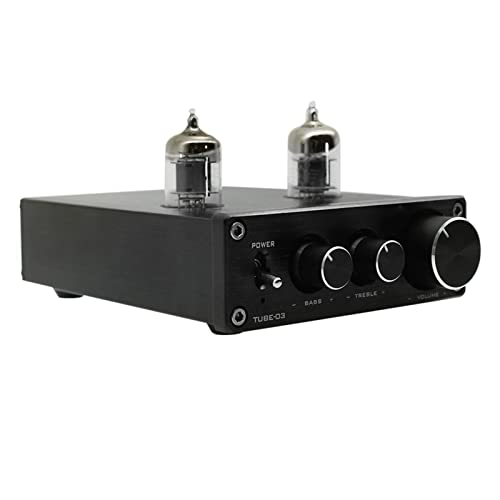 XIYINLI TUBE-03 Mini HiFi Audio Preamplificatore 6K4 Amplificatore valvolare Buffer Treble Bass Regolazione RCA Preamplificatore Nero Spina EU