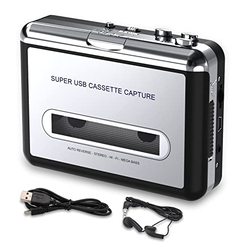 ZHITING Portatile registratore a Cassetta & Audio Cassetta Nastro,Lettore di Cassette,Lettore di Cassette USB Convertitore da Nastro a MP3,Compatibile con Windows e M-AC