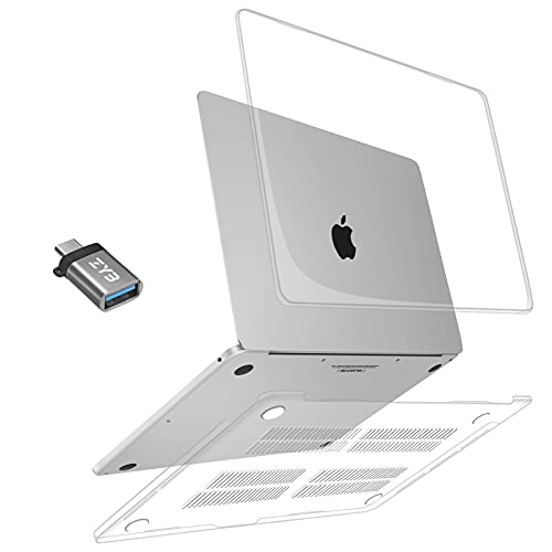 ZYB Custodia per MacBook Pro 13 Pollici M2 M1 2022 2021 2020-2016 (A2338 A2289 A2251 A2159 A1989 A1706 A1708), Case Cover Copertina Rigida per MacBook Pro 13 Touch Bar e Adattatore USB-C, trasparente