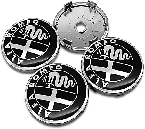 4 pezzi Coprimozzi per Alfa Romeo 159 147 156 Giulietta 147 159 Mito 60mm, Antipolvere Coprimozzo Ruota, Protezione ​dalla Ruggine Centro Copricerchi Tappi, Coperture ​per Mozzi con Logo
