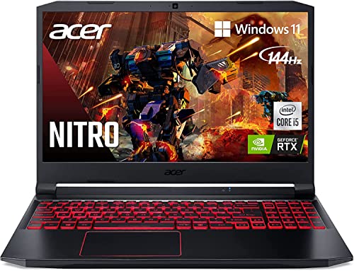 Acer Nitro 5 Notebook Gaming, 15,6  144Hz IPS Full HD, Intel Core i5-10300H, NVIDIA GeForce RTX 3050 GPU, 8GB DDR4 RAM, 256GB NVMe SSD, Tastiera Inglese QWERTY, Windows 11 Home