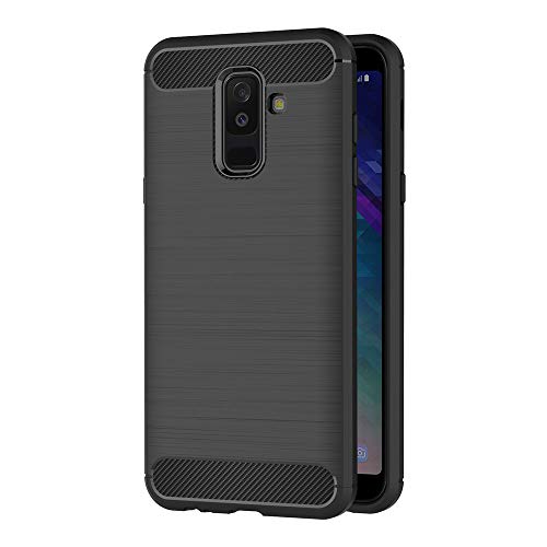 AICEK Cover Samsung Galaxy A6 Plus 2018, Nero Custodia Samsung A6 Plus 2018 Silicone Molle Black Cover per Galaxy A6 Plus 2018 Soft TPU Case (6.0 Pollici)