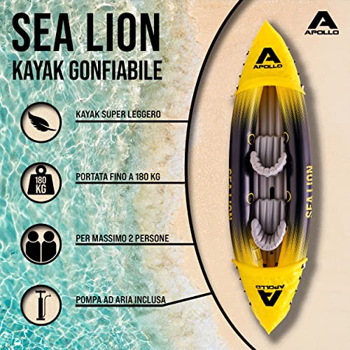 Apollo Kayak Sea Lion | Kayak Gonfiabile 2 Posti, Super Capiente 31...