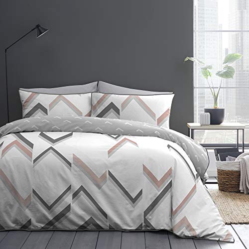 Appletree Stile – Fractured Lines – Set copripiumino 100% cotone – Super King Size in Blush