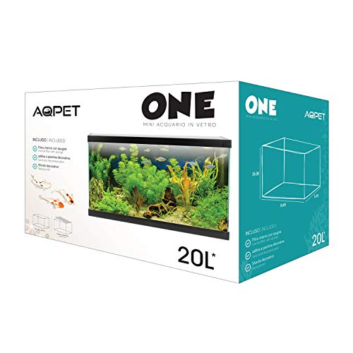 AQPET One Mini Acquario in Vetro Colore Nero 20 Litri Completo di A...
