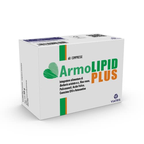 ArmoLIPID Plus Integratore Alimentare con Riso Rosso, Policosanolo, Acido Folico, Coenzima Q10 E Astaxantina e Berberis Aristata E.S, per Favorire il Controllo dei Trigliceridi Plasmatici 60 Compresse