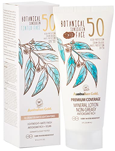 Australian Gold Botanical Tinted Face BB Cream Spf50 Fair Light 88ml