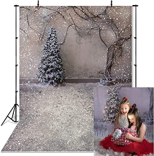 Avezano Inverno neve albero ritratto foto sfondo fiocco di neve fotografia sfondo Natale vacanza famiglia bambini ritratto sfondo foto stand puntelli (1,5 x 2,1 m)