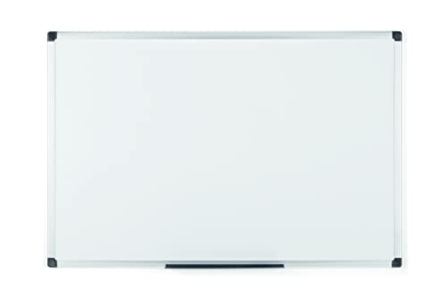 Bi-Office Maya - Lavagna Magnetica Bianca, 90 x 60 cm, Con Cornice In Alluminio, Superficie Magnetica Acciaio Laccato