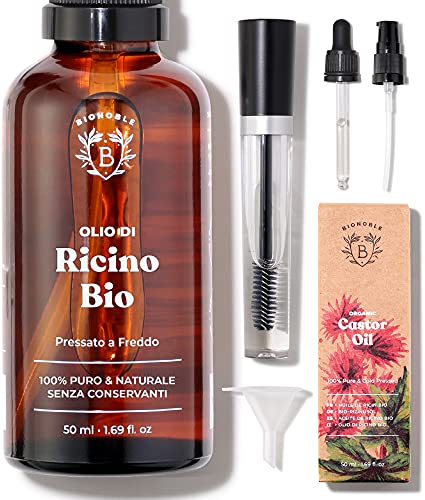 Bionoble Olio di Ricino Biologico 50ml - 100% Puro, Naturale e Pres...