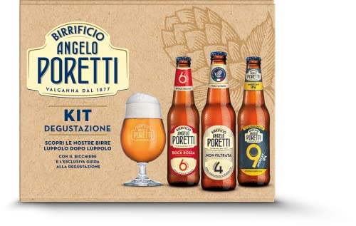 Birrificio Angelo Poretti Kit Degustazione 3 Bottiglie, Bicchiere