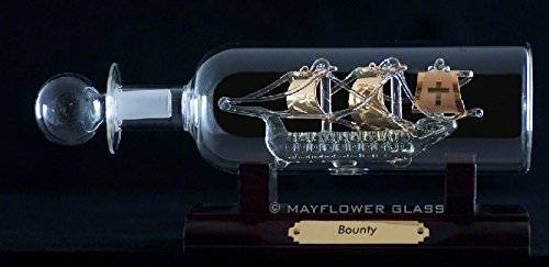  Bounty nave in bottiglia di vetro fatto a mano ornamento dorato pe...