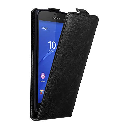 Cadorabo Custodia per Sony Xperia Z3 COMPACT in NERO DI NOTTE - Protezione in Stile Flip con Chiusura Magnetica - Case Cover Wallet Book Etui