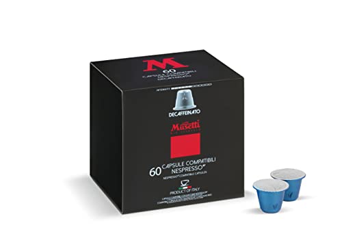 Caffè Musetti, 60 Capsule Caffè Compatibili Compatibili Nespresso, Miscela Decaffeinato, Dall Aroma Dolce e Delicato