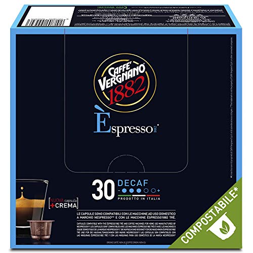 Caffè Vergnano 1882 Èspresso Capsule Caffè Compatibili Nespresso Compostabili, Decaffeinato - 8 confezioni da 30 capsule (totale 240)
