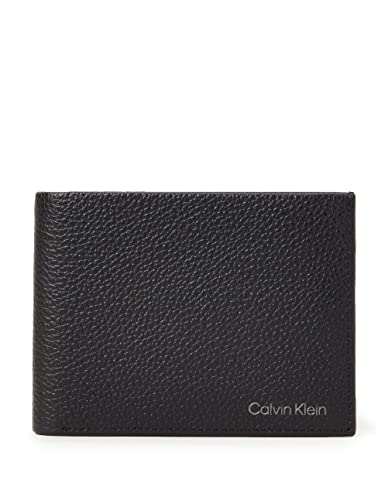 Calvin Klein Portafoglio Uomo Warmth Bifold 5 CC W  Coin L in Pelle, Nero (CK Black), Onesize