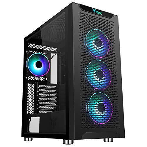 Case Itek MAJES 40 - Gaming Mid Tower, 4x12cm ARGB fan, 2xUSB3, Tempered Glass Left Side Cover