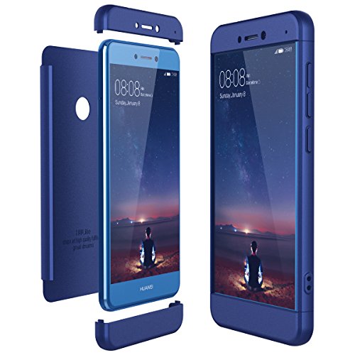 CE-Link Cover Huawei P8 Lite 2017 360 Gradi Full Body Protezione, Custodia Huawei P8 Lite 2017 Silicone 3 in 1 Antishock e Antiurto, P8 Lite 2017 Case - Blu