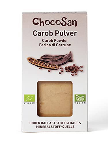 ChocoSan Farina di Carrube Bio 200g, Polpa di Carruba in Polvere, Alternativa al Cioccolato di Cacao, Alto Contenuto di Fibre, Vegan