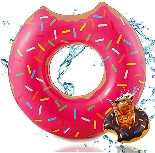 Ciambella gonfiabile morsa Ø 120 cm anello da nuoto galleggiante materasso ad aria cuscino galleggiante per piscina e giochi d acqua, con 1x portabicchieri per bambini e adulti rosa