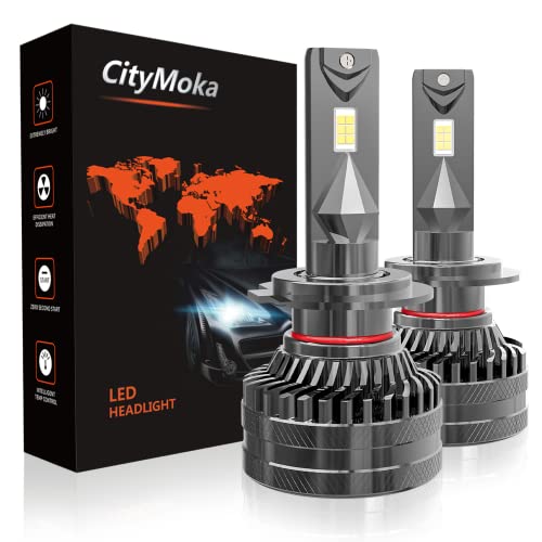 CityMoka Lampadine H7 LED per Auto 20000LM 120W, Luci LED Auto 6500K Bianco Fari Abbaglianti o Anabbaglianti per 12V Auto, Confezione da 2, IP68 Lmpermeabile