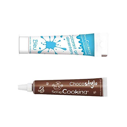 Colorante alimentare blu gel 20 g + penna alimentare al cioccolato