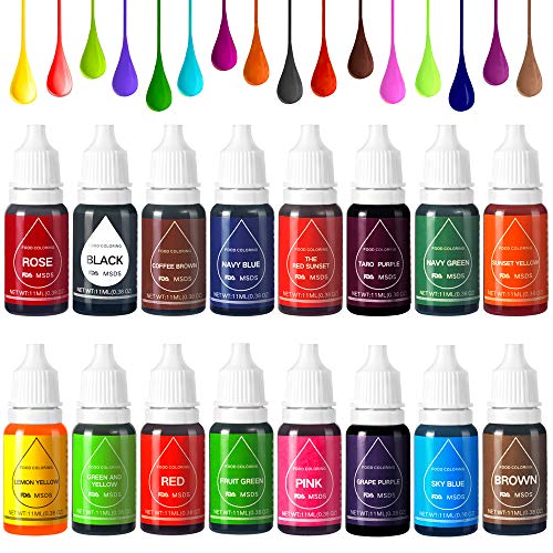 Colorante Alimentare Liquido Coloranti Alimentari Gel 16 X 11ml Alimenti Molto Concentrato Usati Per Panna, Glassa, Cioccolato - 16 Colori