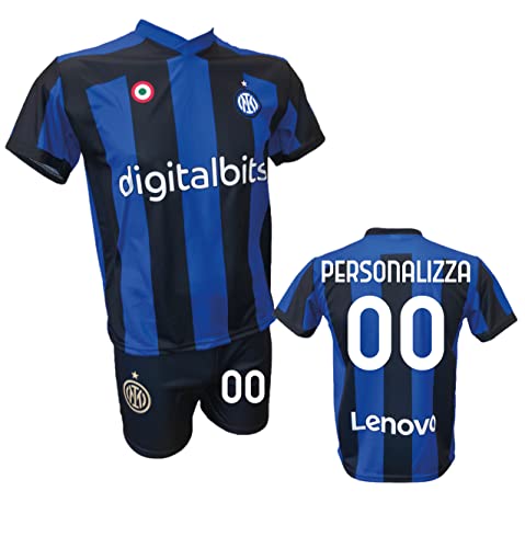 Completo Calcio Maglia f.c.Inter Personalizzabile + Pantaloncino Replica Autorizzata 2022-2023 Bambino (Taglie 2 4 6 8 10 12) Adulto (S M L XL) (8 Anni)