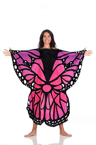 Coperta indossabile Butterfly, spffoce pile, copre fronte e retro e ti permette di camminare ed usare le braccia, dimensioni 120x120 cm per adulti, color farfalla