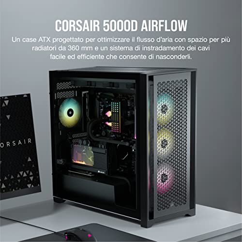 Corsair 5000D Airflow Case ATX Mid-Tower con Vetro Temperato, Panne...