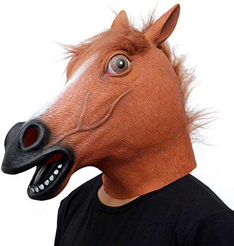 CreepyParty Maschera Cavallo Maschere per Animale in Lattice Realistico per Halloween Carnevale Festa in Costume Parata