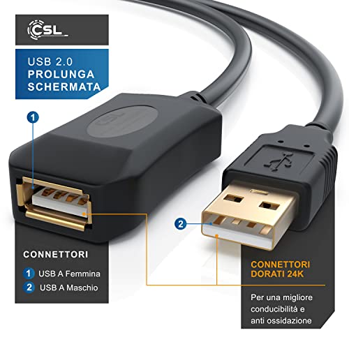 CSL - 10m - Nuovo Cavo Prolunga USB 2.0 - Amplificatore Segnale USB...