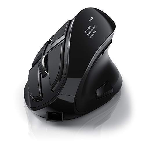 CSL – Nuovo Mouse Verticale – con Display OLED Programmabile Direttamente - 2,4 GHz e Bluetooth Integrato – Pulsanti Kailh – Batteria Ricaricabile Integrata – Plug&Play – da 1200 a 2400 Dpi
