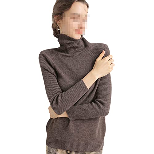 Deepsko Pullover da donna in lana merino maglione in cashmere lavorato a maglia, Marrone, L