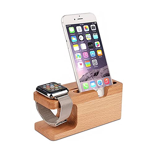 Docking station in legno di bambù, per Apple Watch da 38 mm e 42 mm e altri smartphone