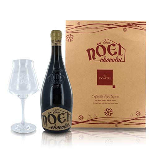 Domori Set Degustazione Birra Nöel Chocolat Baladin: Confezione Regalo con Bottiglia di Birra 75cl e Bicchiere