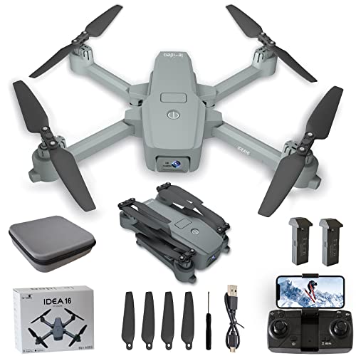 Drone con Fotocamera 4K, IDEA16 RC FPV Drones con 2 Telecamere Posizionamento del Flusso Ottico per Principianti, Pieghevole droni 720p camera inferiore, Quadrirotore WIFI 5 GHz 2 batteria