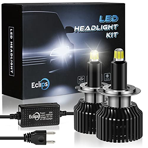 ECLIPS Lampadine H7 LED, 70W 16000LM, Luci per Auto Abbaglianti o Anabbaglianti, Kit 2 Lampade Canbus Fascio 8 Lati 360° 48 Chip CSP, Sostituzione Lampada Alogena e Fari Xenon, 12V 6000K Bianco