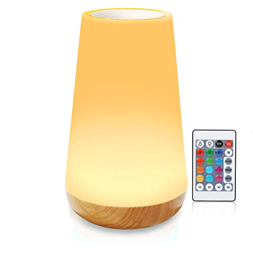 F&Y Luce notturna, lampada da comodino Smart Touch, lampada da scrivania a led batteria, lampada camera da letto (Luce bianca calda a 3 livelli regolabile e RGB a sei colori che cambia)