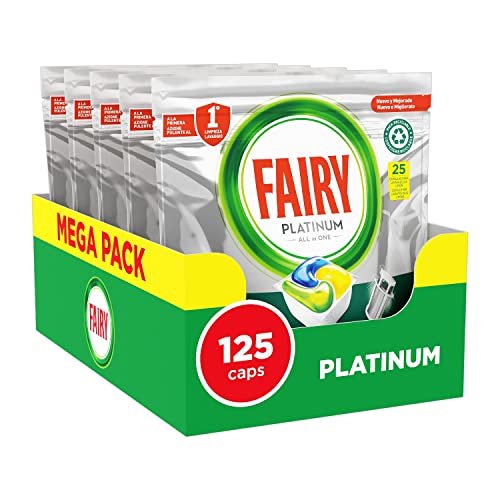 Fairy Platinum Detersivo Pastiglie Lavastoviglie, Limone, 25 Capsule, Confezione da 5